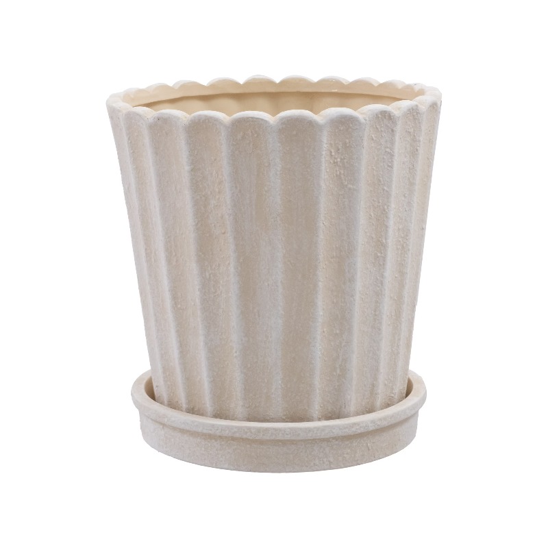 Aloe Vera Pot - 8 Inch Shell Planter Cream Ceramic