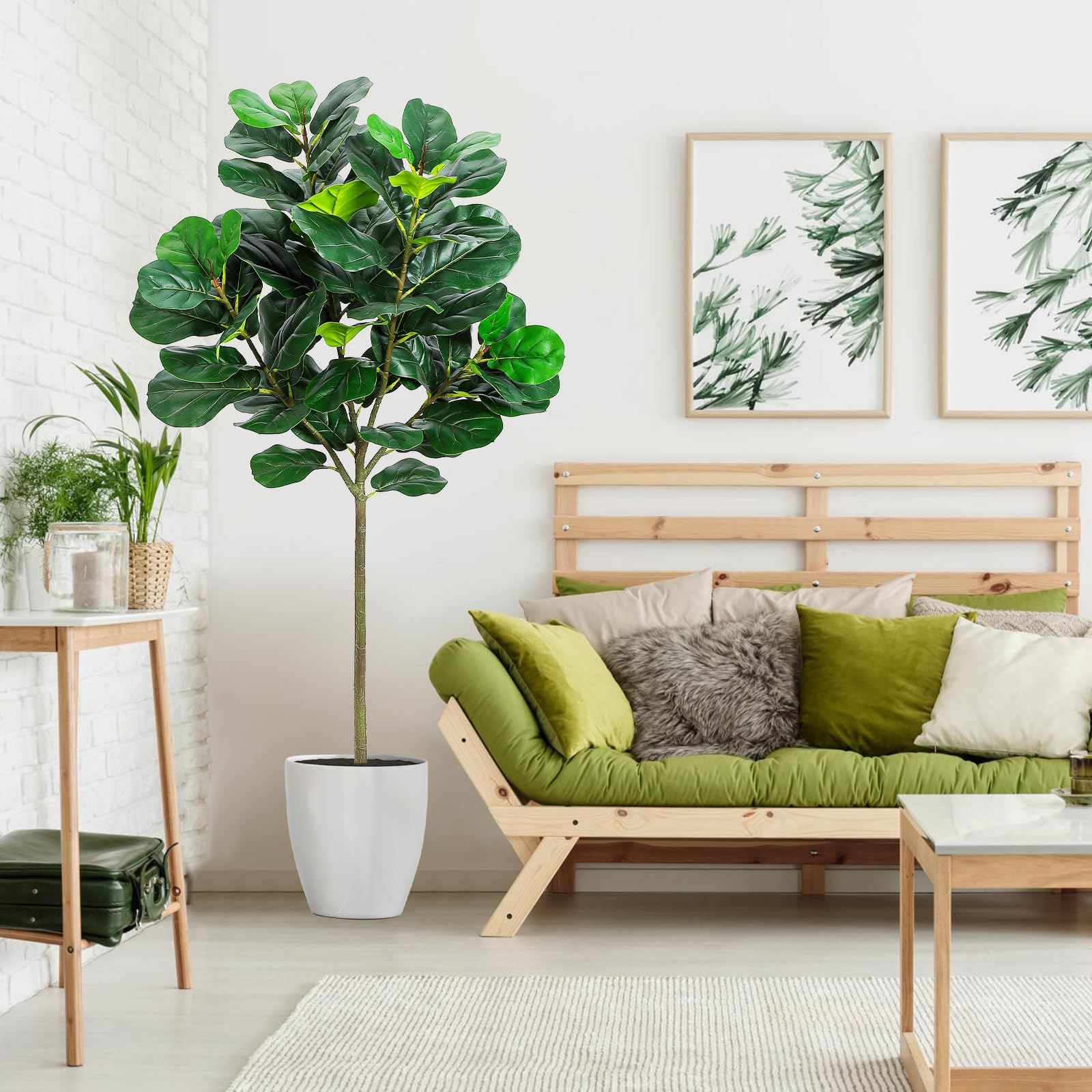 Ficus Lyrata Tree - GlowSol 5.2 Ft Artificial Fiddle Leaf