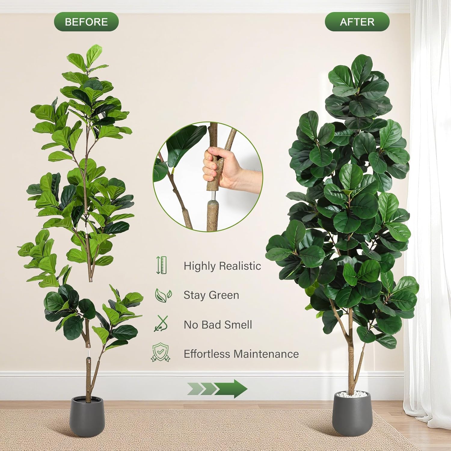 4FT/5FT/6FT/7FT Fiddle Leaf Fi – Ficus Lyrata Tree Bewertung und Preis